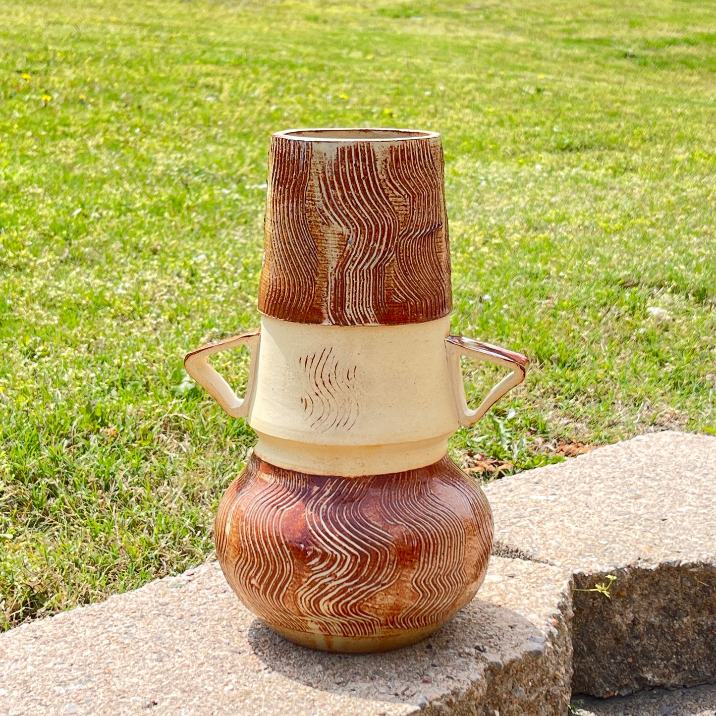 Tall Scored Vase