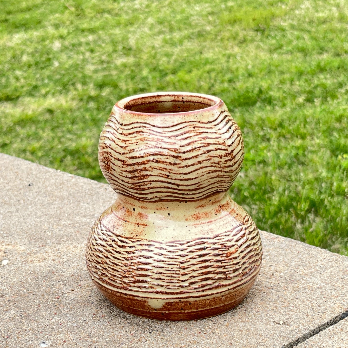 Small Scored and Rounded Vase